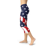 Womens American Flag Capri Leggings - DezyMart™
