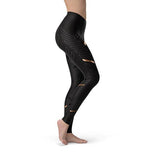 Womens Sports Stripes Black Leggings - DezyMart™