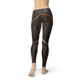 Womens Striped Lines Sports Brown Leggings - DezyMart™