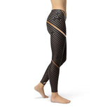 Womens Striped Lines Sports Brown Leggings - DezyMart™