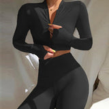 Women's Tracksuit Long Sleeve Yoga Suit for Fitness Two Piece Workout Sport Set Active Wear Women Outfit Sportswear Gym Clothing - DezyMart™