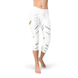 Womens White Stripes Capri Leggings - DezyMart™