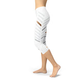 Womens White Stripes Capri Leggings - DezyMart™